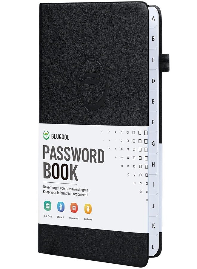 Blugool Password Book with Alphabetical Tabs, Hardcover Password Keeper, Password Notebook Organizer for Computer and Internet Address Website Login, Gifts for Home and Office, 5.3''x 7.7''- Black - Image 1